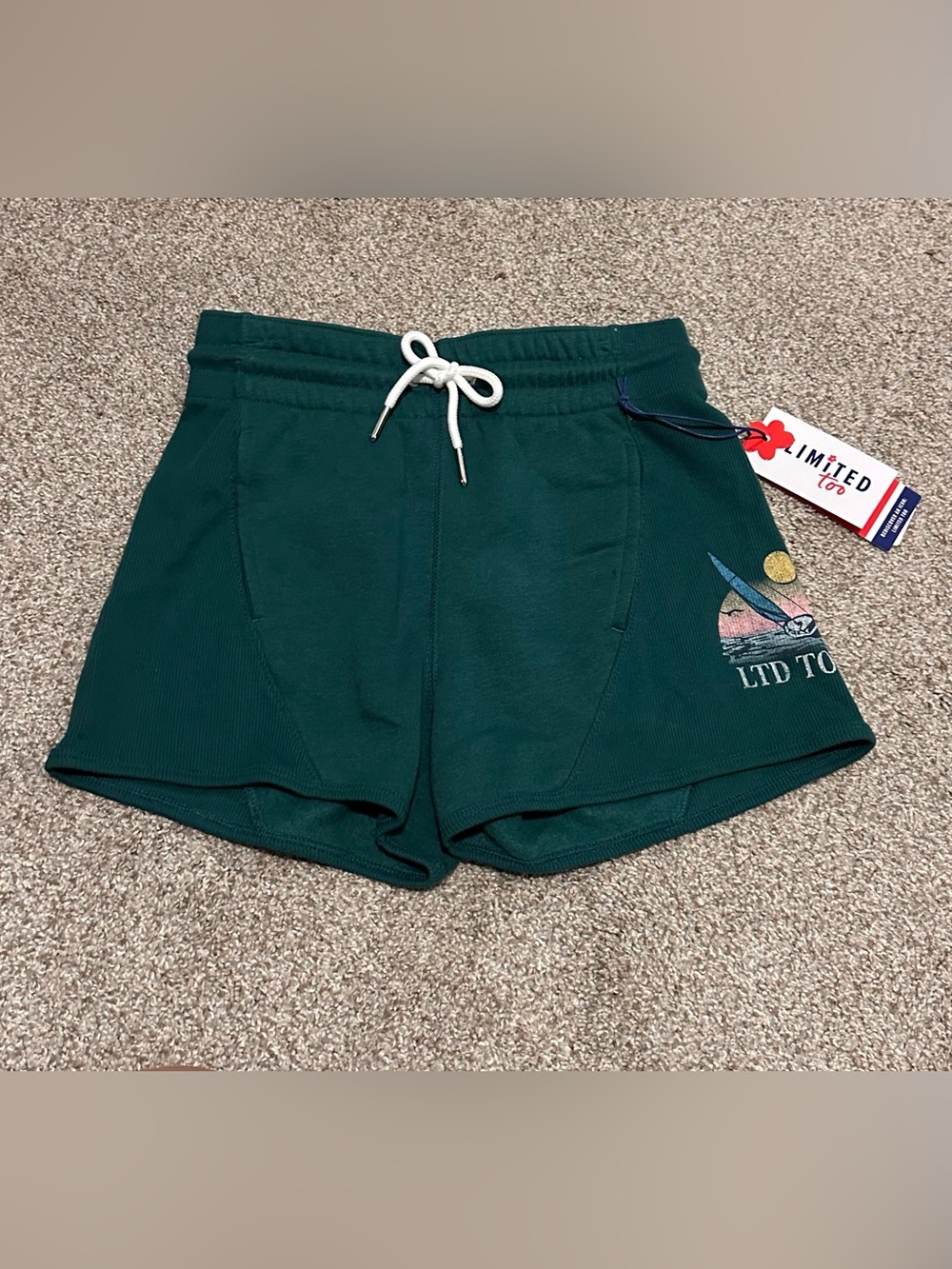 Limited Too Green Knit Drawstring Shorts